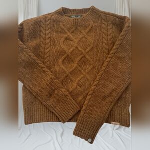 Ariat Cable Knit Crew Neck Brown Sweater. Size L